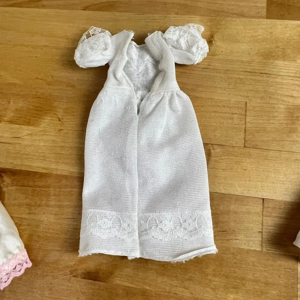 Vintage Barbie Doll Clothes Wedding Dress Gown Bundle (3) White Pink FLAWS